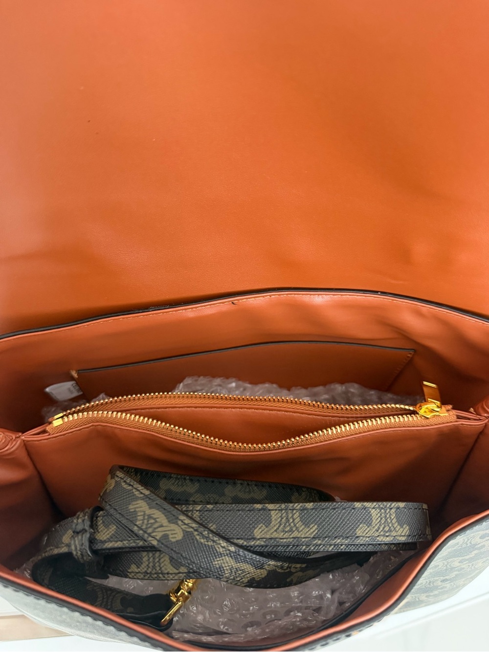 Black & Brown Triomphe Top-Handle Bag with Gold Hardware - Picture 2 of 5